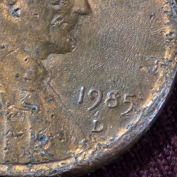 1985d Clipped Planchet Lincoln Memorial Cent Penny Error Variety Coin READ - Picture 5 of 10